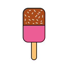 ice cream covered with chocolate on wooden stick vector illustration
