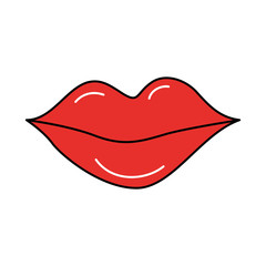 red lips of woman makeup lipstick cartoon vector illustration