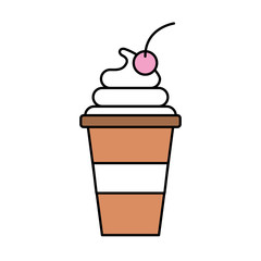 cup of ice cream cherry cartoon dessert vector illustration