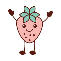 kawaii strawberry fruit cheerful cartoon