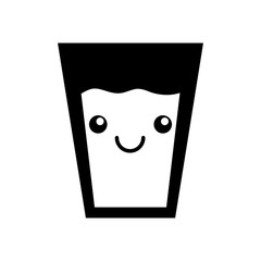 kawaii glass cup milk cartoon icon vector illustration