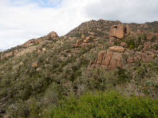 Fototapeta na wymiar Boulders on the hill