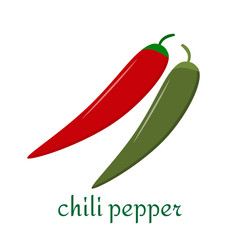Chili pepper icon in flat style isolated on white background.
