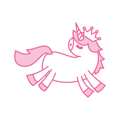 lovely unicorn crown animal horned fantasy vector illustration