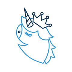 fantasy unicornn horned and crown fantasy decoration vector illustration