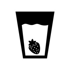 glass cup juice strawberry fruit beverage vector illustration