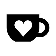 cute coffee cup heart handle hot drink vector illustration