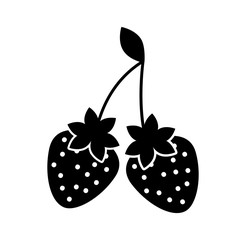 delicious two strawberry fruit leaves organic vector illustration