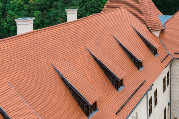 Tile roof of old castle