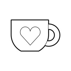 cute coffee cup heart handle hot drink vector illustration