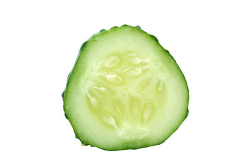 Cucumber slice on white