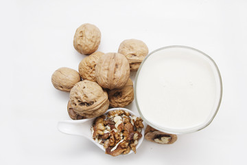 Macadamia milk in a glass