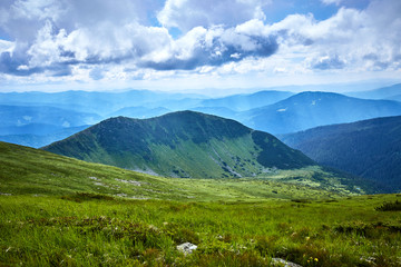 Beautiful view from the top of the mountain at sunset.