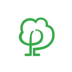 geen tree letter p logo