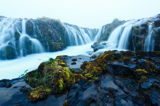 Fototapeta Bruarfoss waterfall in summer time