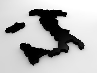 Fototapeta premium Italy 3d black map, isolated on white background. 3d render 