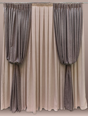 Brown curtains made of woolen fabric, model: 