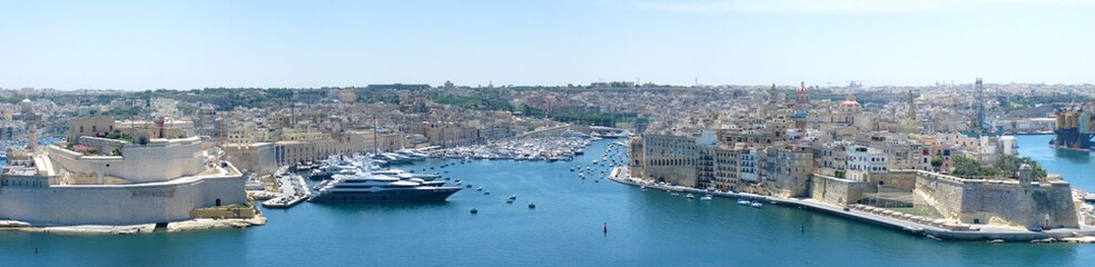 Aerial panorama of Valletta, Malta.