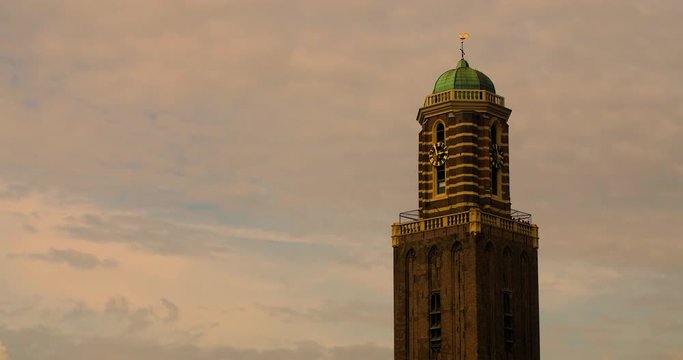 Clock Tower Church Europe Timelaps 