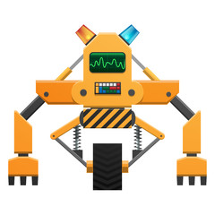 Robot with Buttons and Indicators Illustration