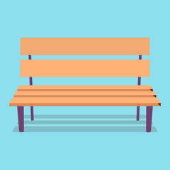 Wooden Bench with Purple Legs on Blue Background