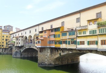 Fototapeta na wymiar Architecture of landmark bridges in Florence, Italy.