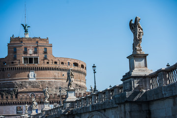 Fototapeta na wymiar Angel statue from Castel Sant Angelo in Rome, Italy.