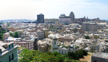 Architecture of Genoa, Italy in an aerial image