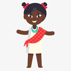 Happy Little Afro-American Girl in Flat Design