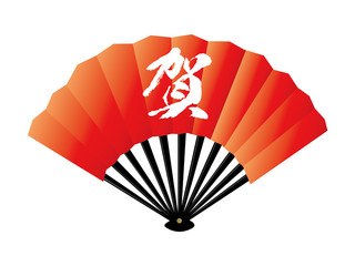 年賀素材　扇イラスト 賀