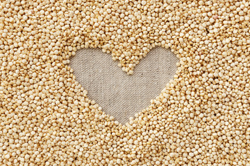 Quinoa with heart shape background