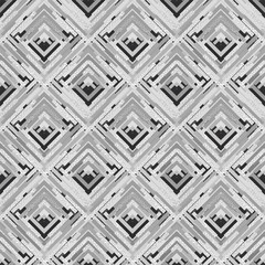 Seamless ornament. Retro pattern. Memphis graphic. Avant-garde illustration. Vintage design. Bauhaus backdrop. Black and white wallpaper. Hipster art. Monochrome background. Geometry print. Raster.
