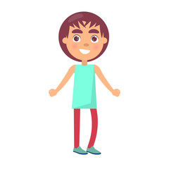 Smiling Boy Greets with Happy Childrens Day Vector