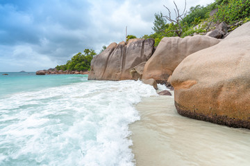 Amazing beach and rocks of Anse Lazio - Praslin, Seychelels