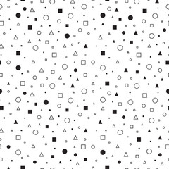  Abstract design. Retro pattern. Seamless background. Avant-garde backdrop. Vintage graphic. Bauhaus print. Memphis wallpaper. Hipster illustration. Futuristic ornament. Geometry art. Vector.
