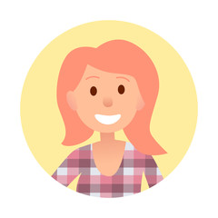 Redhead Girl with Broad Smile Portrait in Circle
