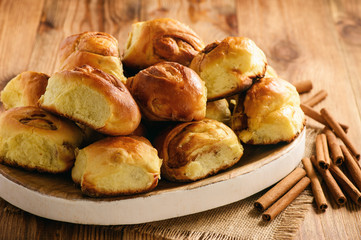 Homemade bread buns with cinnamon.