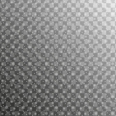 Realistic falling snowflakes seamless pattern. Snow falls isolated on a transparent background. Vector illustration