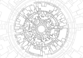 Abstract black line futuristic technology modern on white background vector illustration.