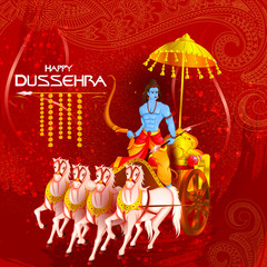 Obraz na płótnie Canvas Lord Rama killing Ravana in Happy Dussehra festival of India