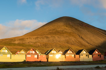 Fototapeta na wymiar Colorful houses of Longyearbyen, Svalbard