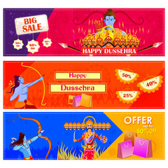 Lord Rama killing Ravana in Happy Dussehra festival offer