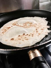 Fresh pancake on the pan