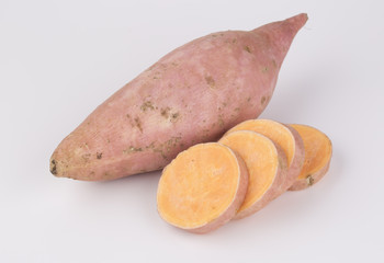 Sweet potato isolated on white background.