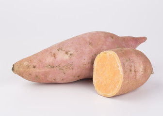 Sweet potato isolated on white background.