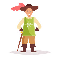 Musketeer. Vector. Cartoon.
