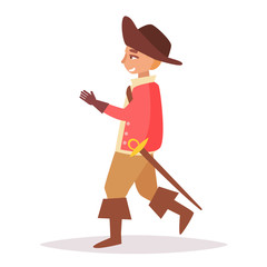 Musketeer. Vector. Cartoon. Isolated