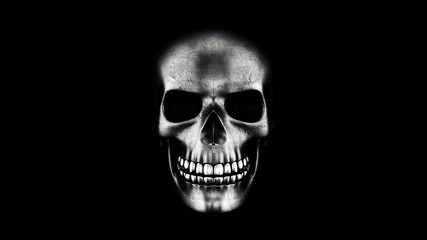 Obraz premium Human Skull On Black Background 3D Rendering