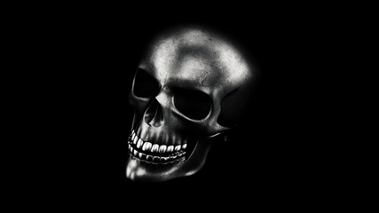 Human Skull On Black Background 3D Rendering