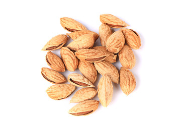 Almonds in shell isolated on white background